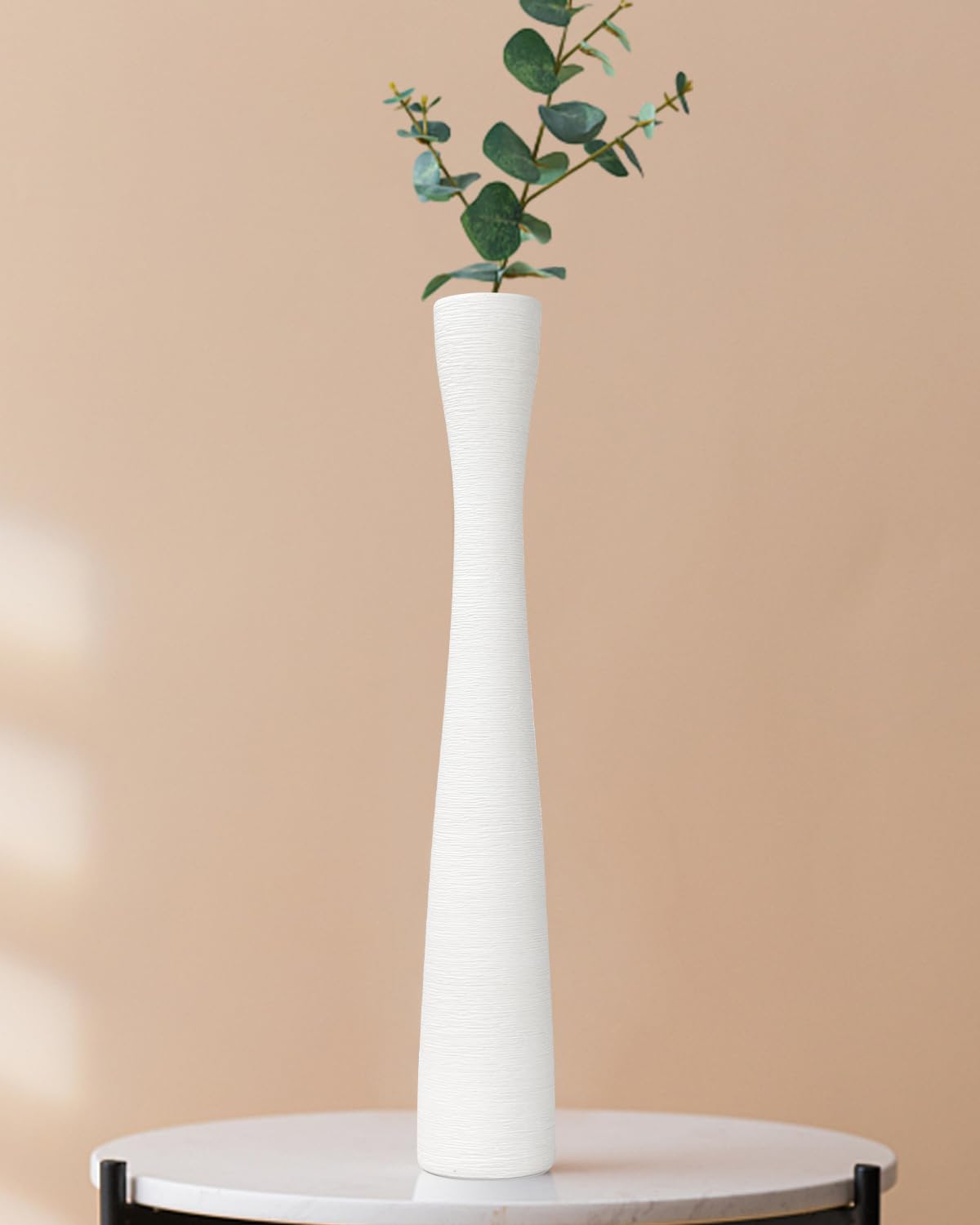 MZYOUHUO Tall White Vase 16.5 Inch Skinny Flower Vases, Handmade Ceramic Vase Modern Minimalist Style for Living Room, Home, Off