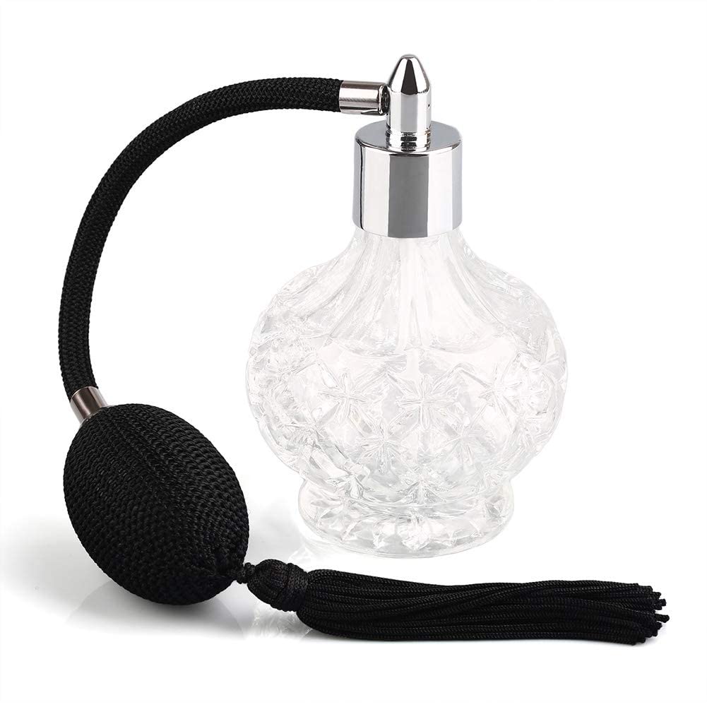 YangLand 1pcs 80ml Clear Crystal Vintage Style Perfume Bottle Long Spray Tassels Atomizer Pump Refillable Retro Glass Bottles Ma