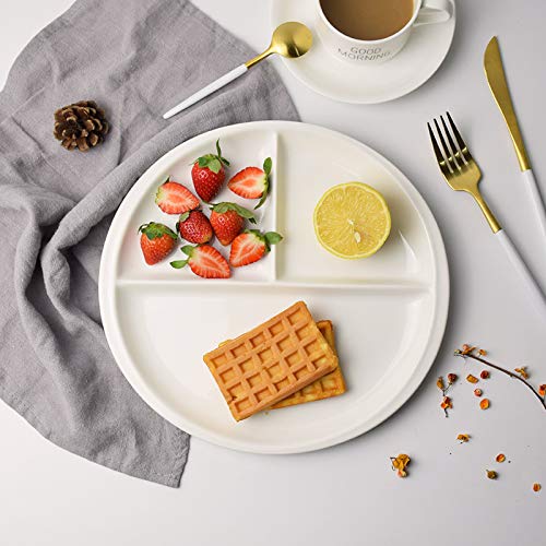 Flying Balloon Elegant Round Shaped Ceramic Divided Plate Dinner Plates Luncheon Plates Salad Plates Dishes For Kitchen, White/D