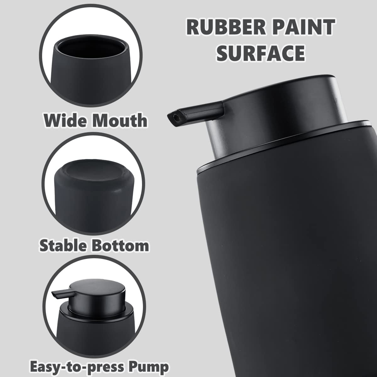 12Oz Black Soap Dispenser - Ceramic Lotion Hand Soap Dispenser For Bathroom With Easy-To-Press Pump, Modern Refillable Liquid Ha