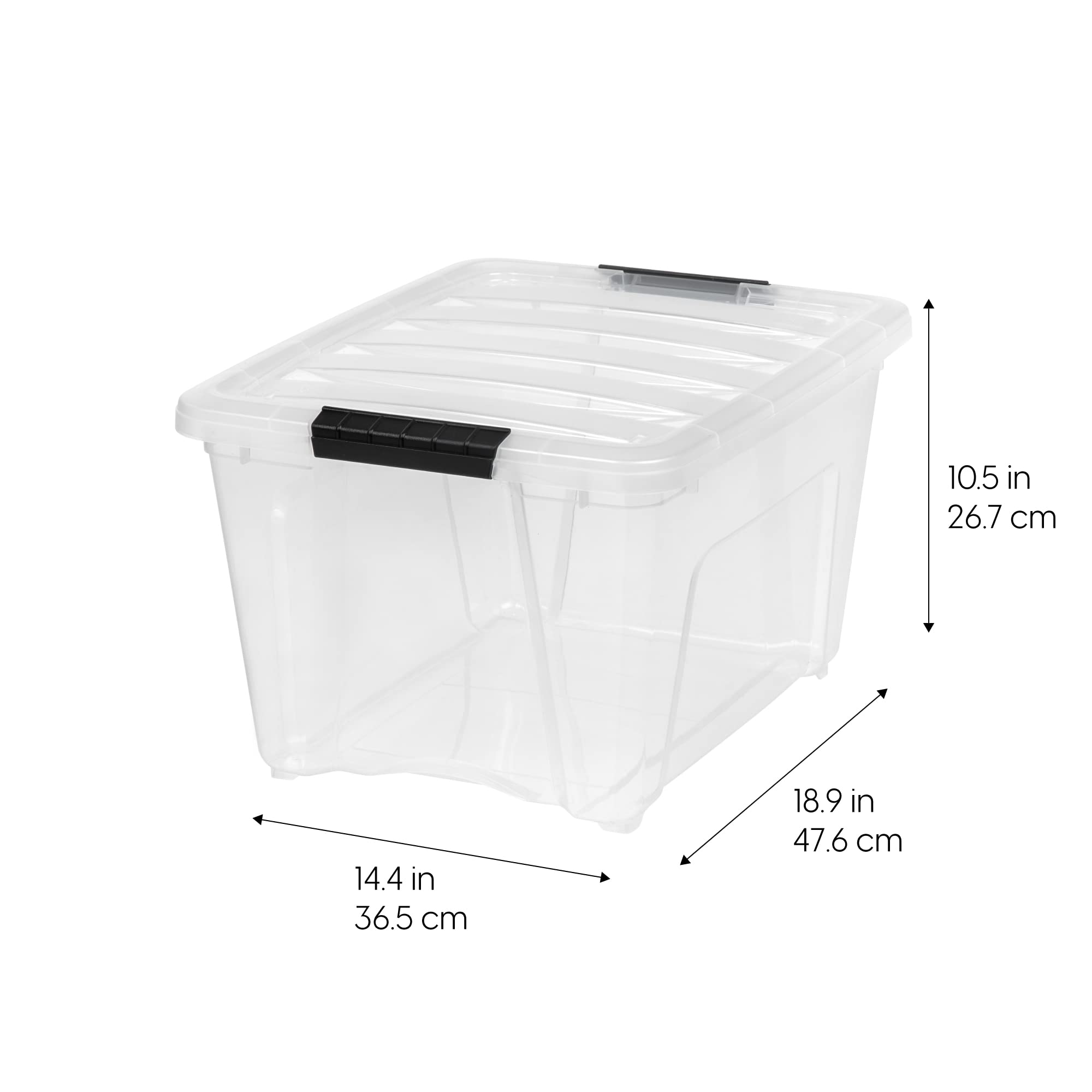 IRIS USA 6 Pack 32qt Clear View Plastic Storage Bin with Lid and Secure Latching Buckles