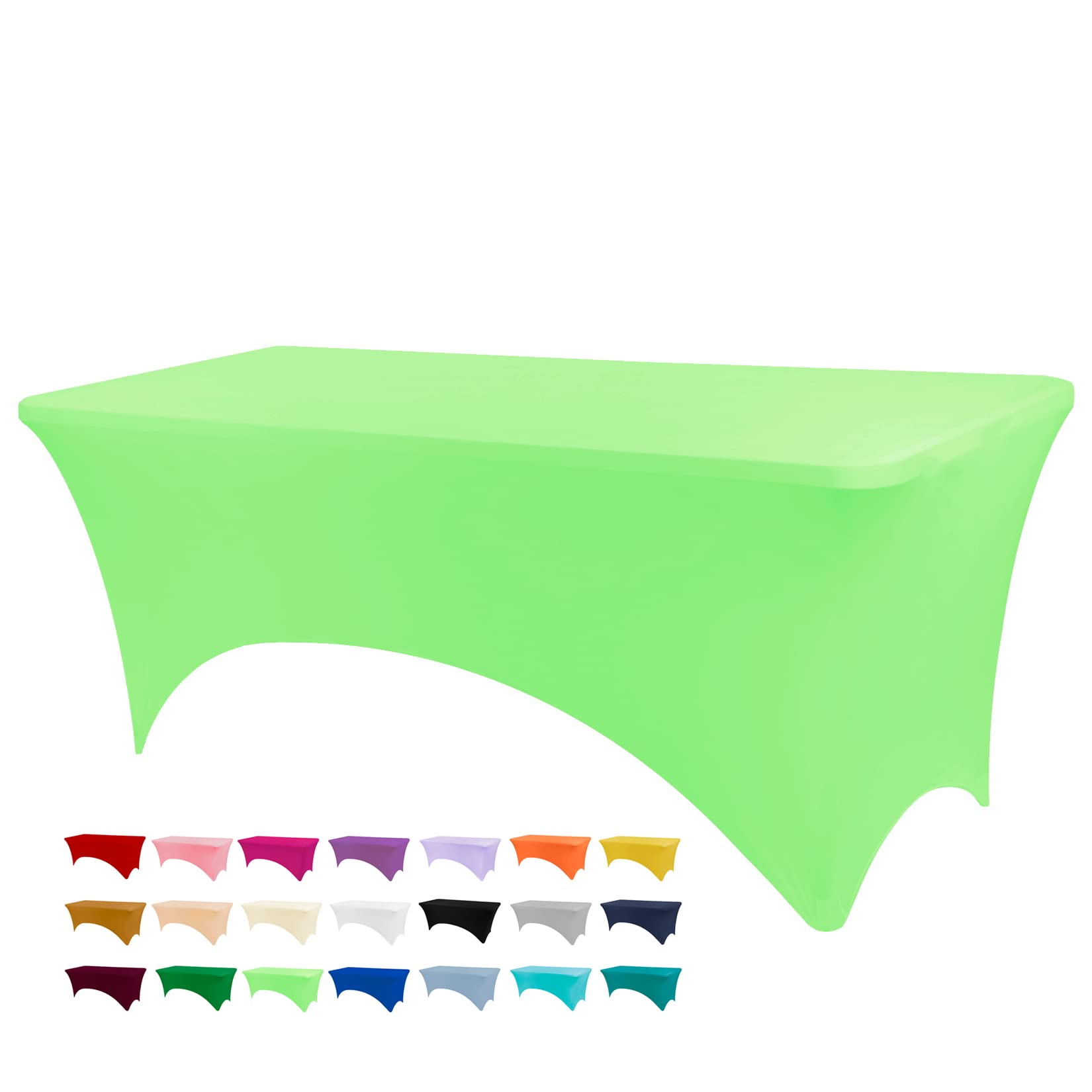 Bddc Table Covers For 8 Foot Tables, Spandex Table Covers 8Ft, Light Green Table Cloths Rectangle 8Ft For Events, Wedding, Banqu