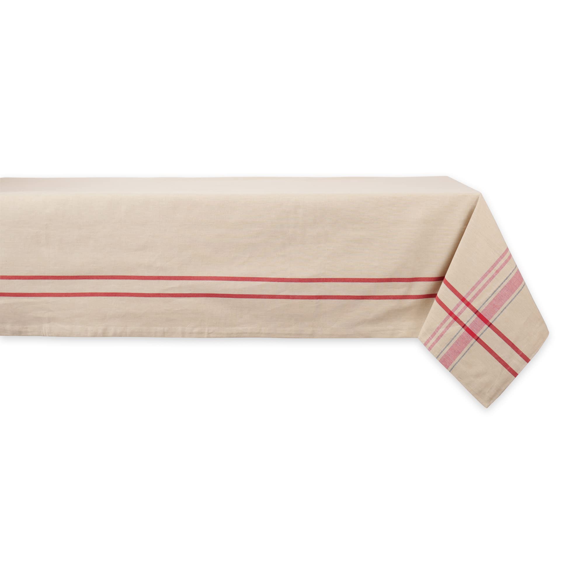 DII Red French Stripe Tablecloth