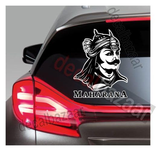 decalbazaar Vinyl Maharana Pratap Singh Glossy Glass Wall Vehicle Sticker, 11 x 8.5 Inches Black