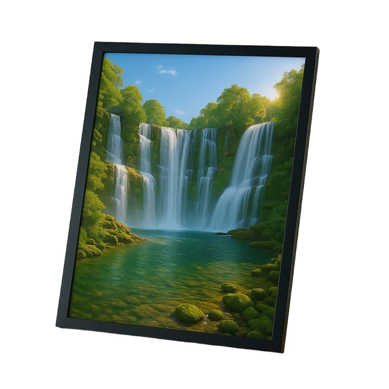 Divaframes Waterfall Painting For Vastu  Black Wooden Frame Wall Art (10 X 14 Inches) | Ideal For Living Room Dcor