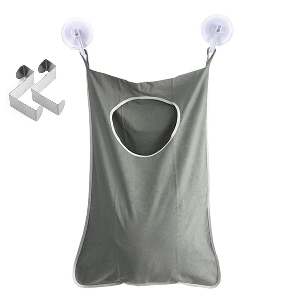 Oxford Fabric Space Saving Door-Hanging Laundry Hamper Bag + 2 Stainless Steel Hooks + 2 Strong Suction Cups For Bedroom, Nurser