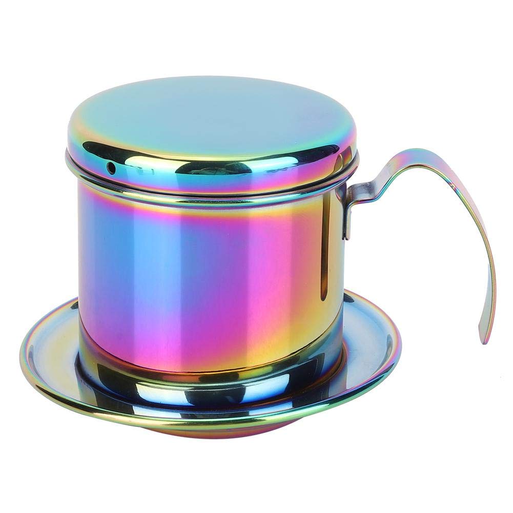 Fdit Stainless Steel Colorful Vietnamese Coffee Filter Set Pour Over Coffee Dripper Vietnamese Coffee Maker Phin Infuser Coffee 