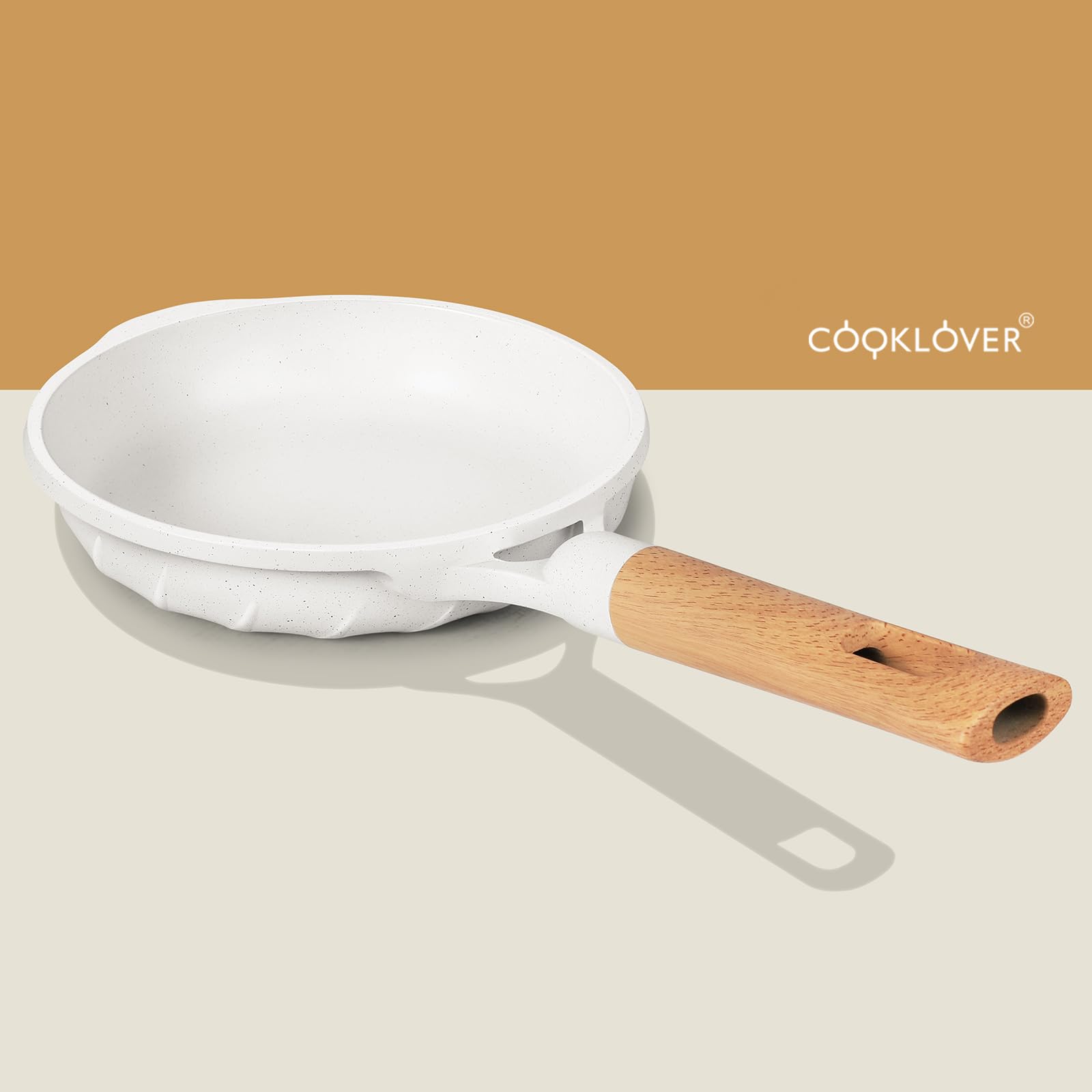 Cooklover Nonstick Frying Pan 100% Pfoa Free Cookware Induction Skillet Stir Fry Pan 7.9 Inch - White