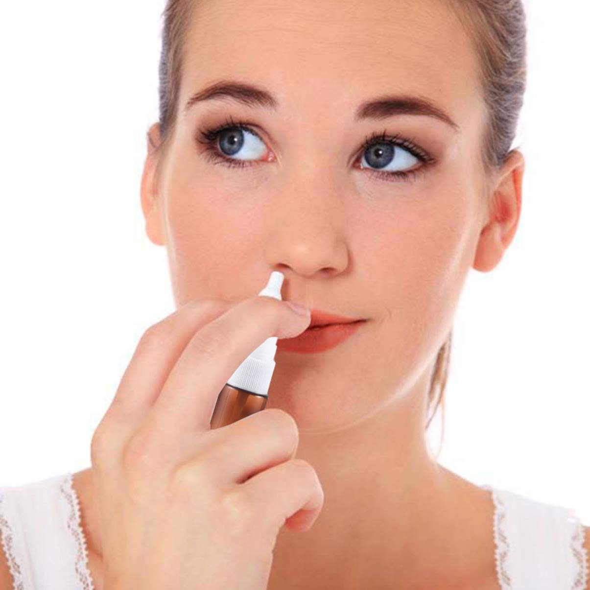 Healifty 15Ml Empty Nasal Spray Bottle, Refillable Fine Mist Empty Spray Bottles Amber Glass Sprayers 10Pcs (Brown Pet+ 18R Dire