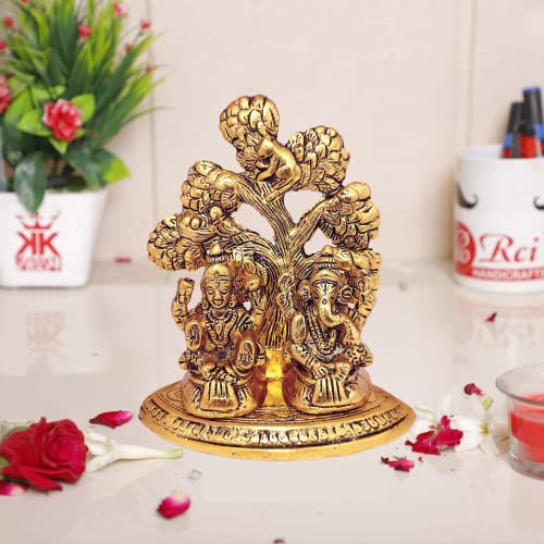 Kridaykraft Laxmi Ganesh Metal Statue/Murti For Diwali Pooja Good Luck,Laxmi Ganesh Idol For Home Decor,Religious Gift Showpiece