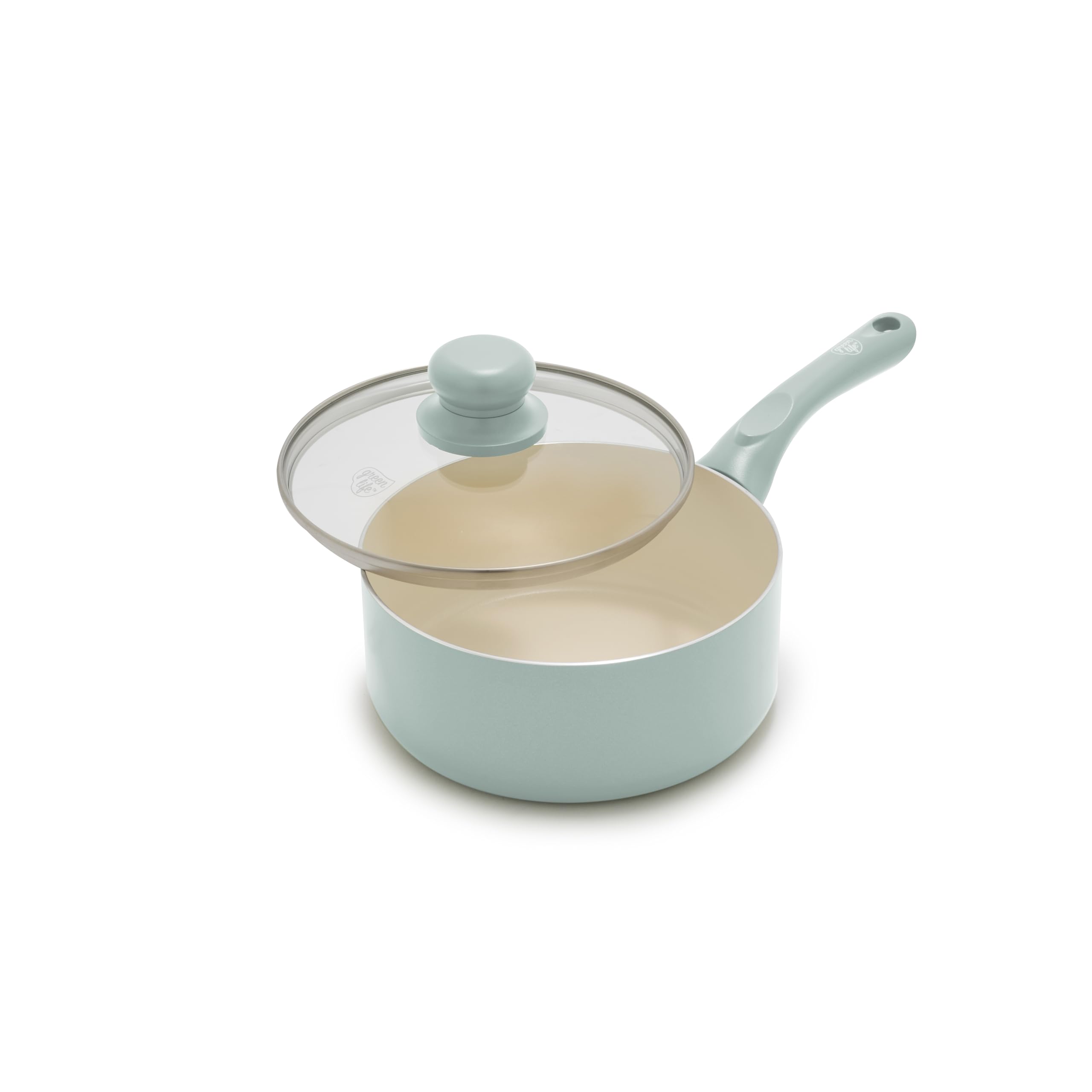 GreenLife 2QT Ceramic Nonstick Saucepan with Lid, Turquoise