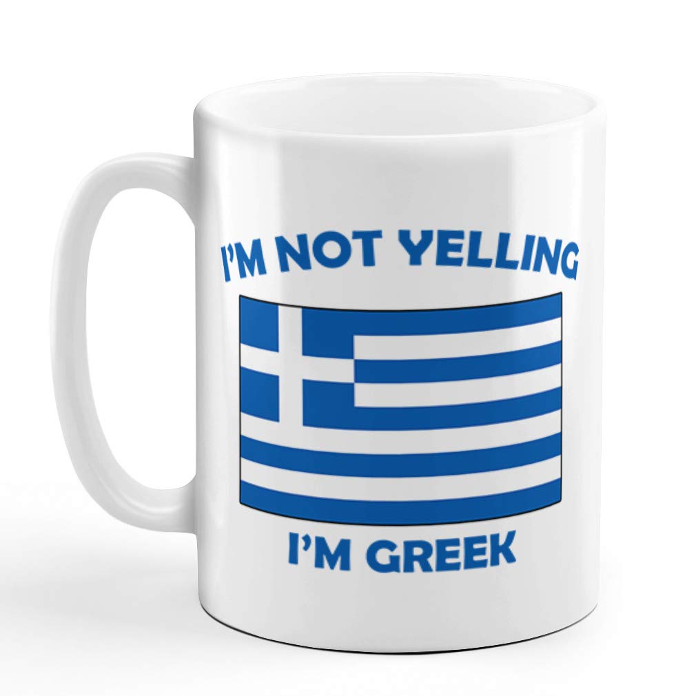Speedy Pros I 'M Not Yelling I Am Greek Greece Greeks Ceramic Coffee Tea Mug Cup Holiday Christmas Hanukkah Gift For Men & Women