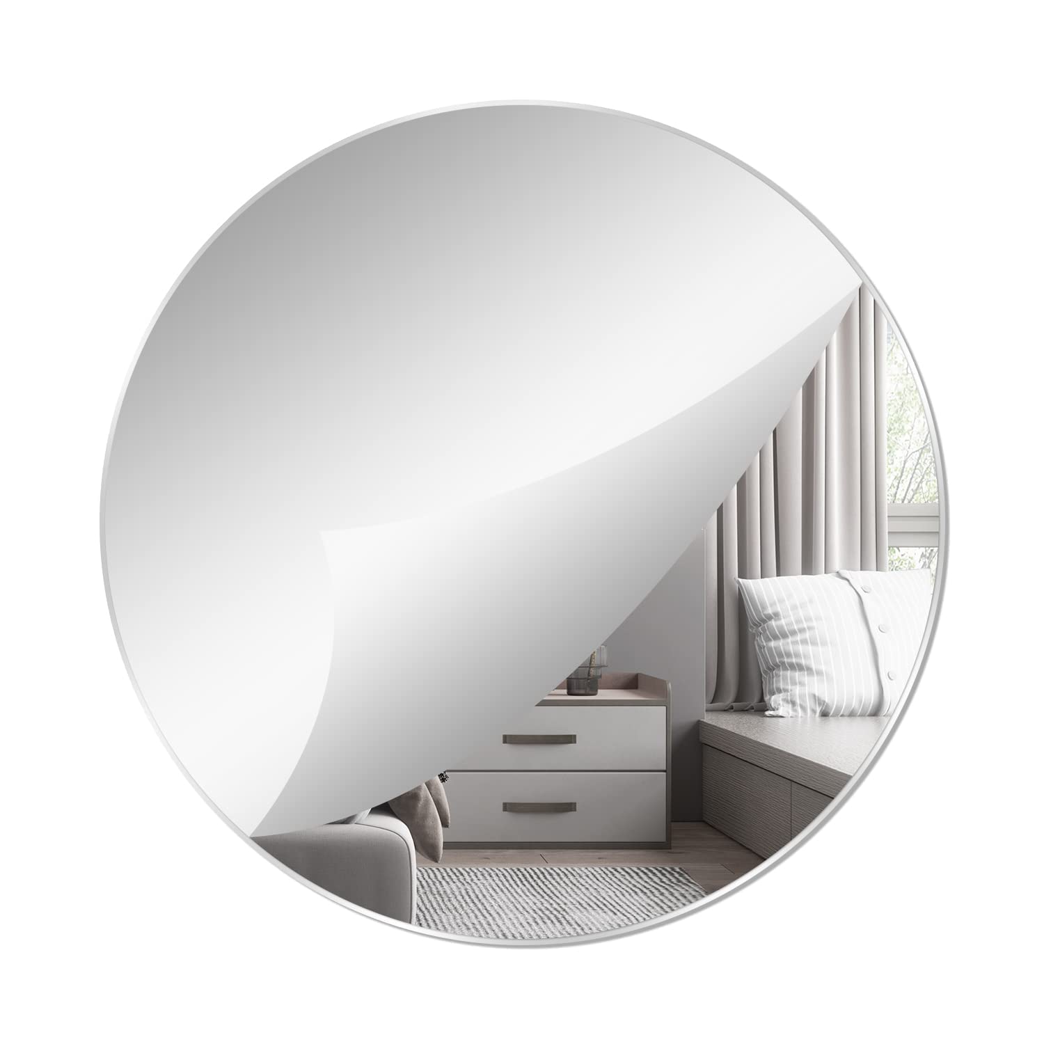 DARENYI 12 Round Wall Mirror Self Adhesive Non Glass Mirror Large Acrylic Mirror Disc High Clear Wall Mirror Circle Mirror Sti