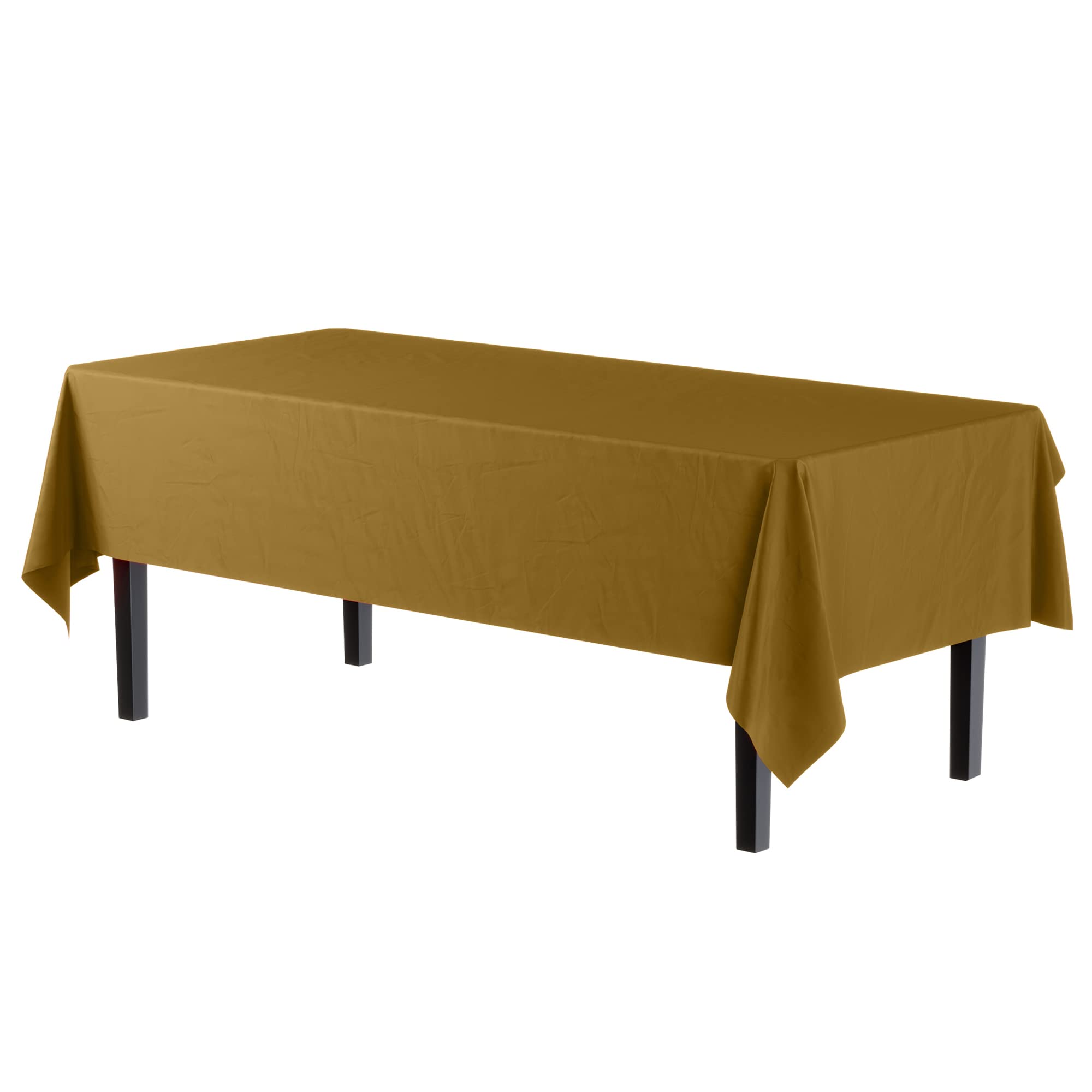 Exquisite 6-Pack Premium Plastic Tablecloth 54In. X 108In. Rectangle Plastic Table Cover - Gold