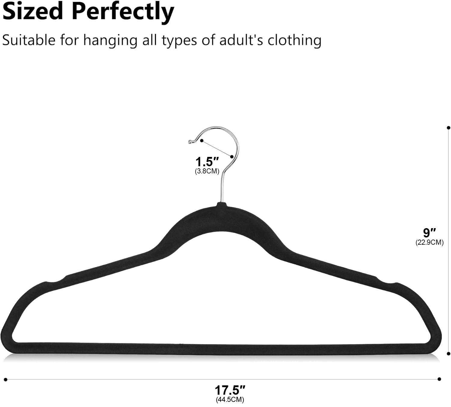 Cozymood Luxury Black Velvet Hangers 60 Pack  Premium Clothes Hangers Non-Slip Felt Hangers  Strong Black Hangers Heavy Duty Coat Hangers  Sturdy Suit Hangers Space Saving  No Shed  360 Rotating Hook