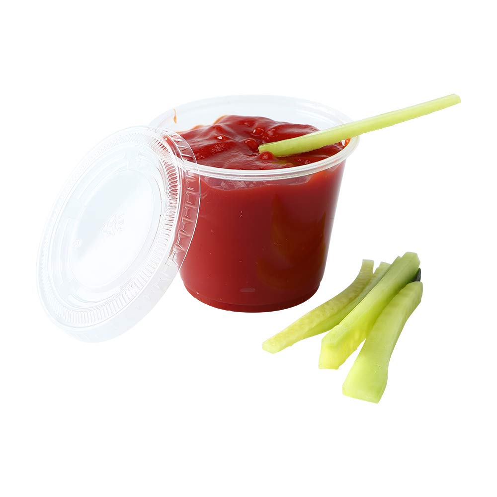 [200Sets-1Oz] Small Plastic Containers With Lids, Jello Shot Cups,Souffle Condiment Sauce Cups
