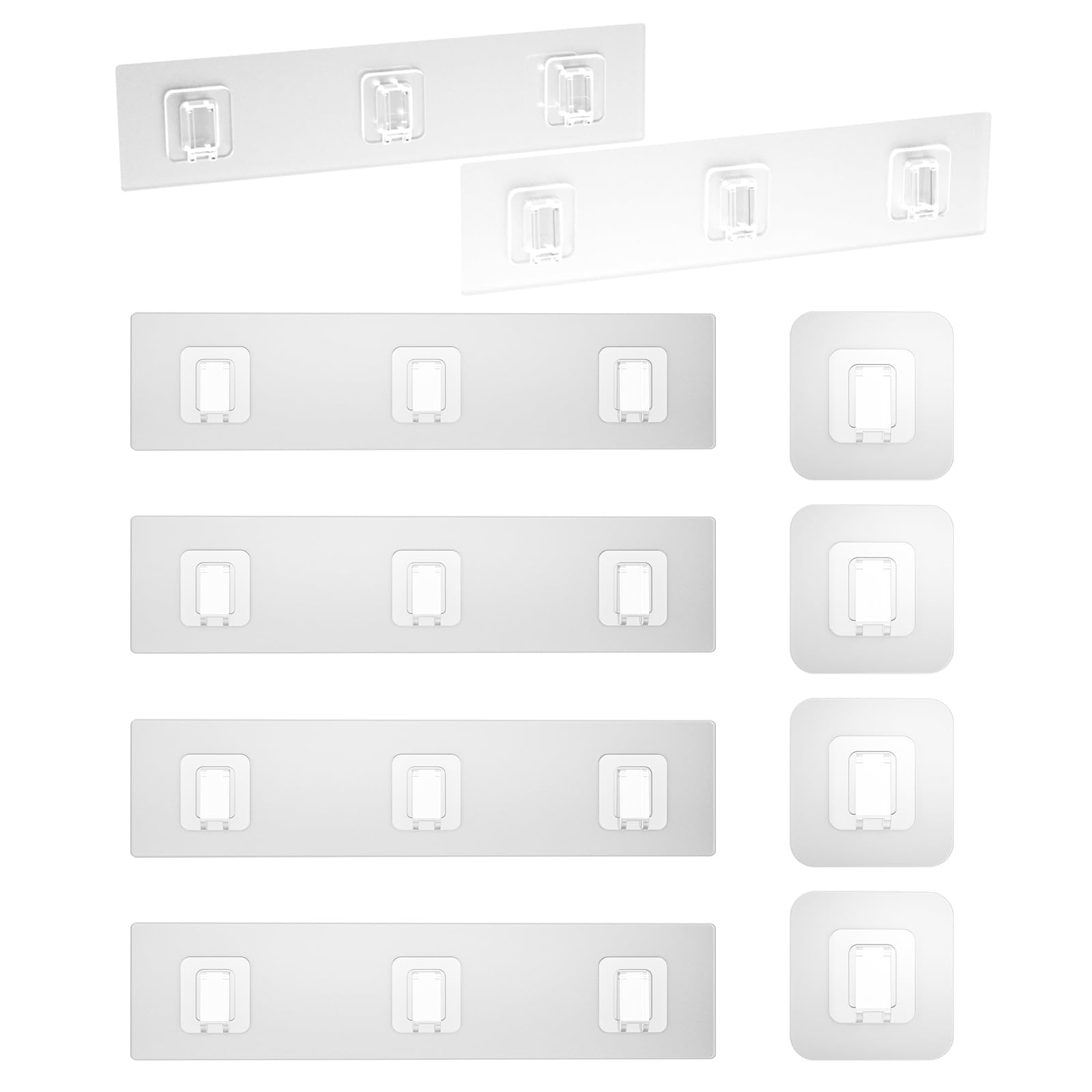 FEPTUASE 10 Shower Caddy Adhesive Replacement Flat, Transparent Strong Adhesive Hooks, No Drilling, Waterproof, for Shower Caddy