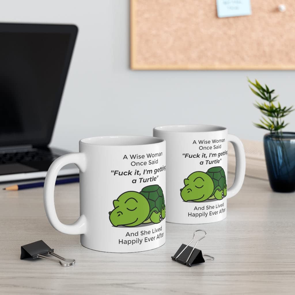Funny Turtle Gifts For Women Animals Lovers Pets Mom Mother 'S Day 2024 A Wise Woman Once Said Coffee Mug With Fun Quotes Cerami