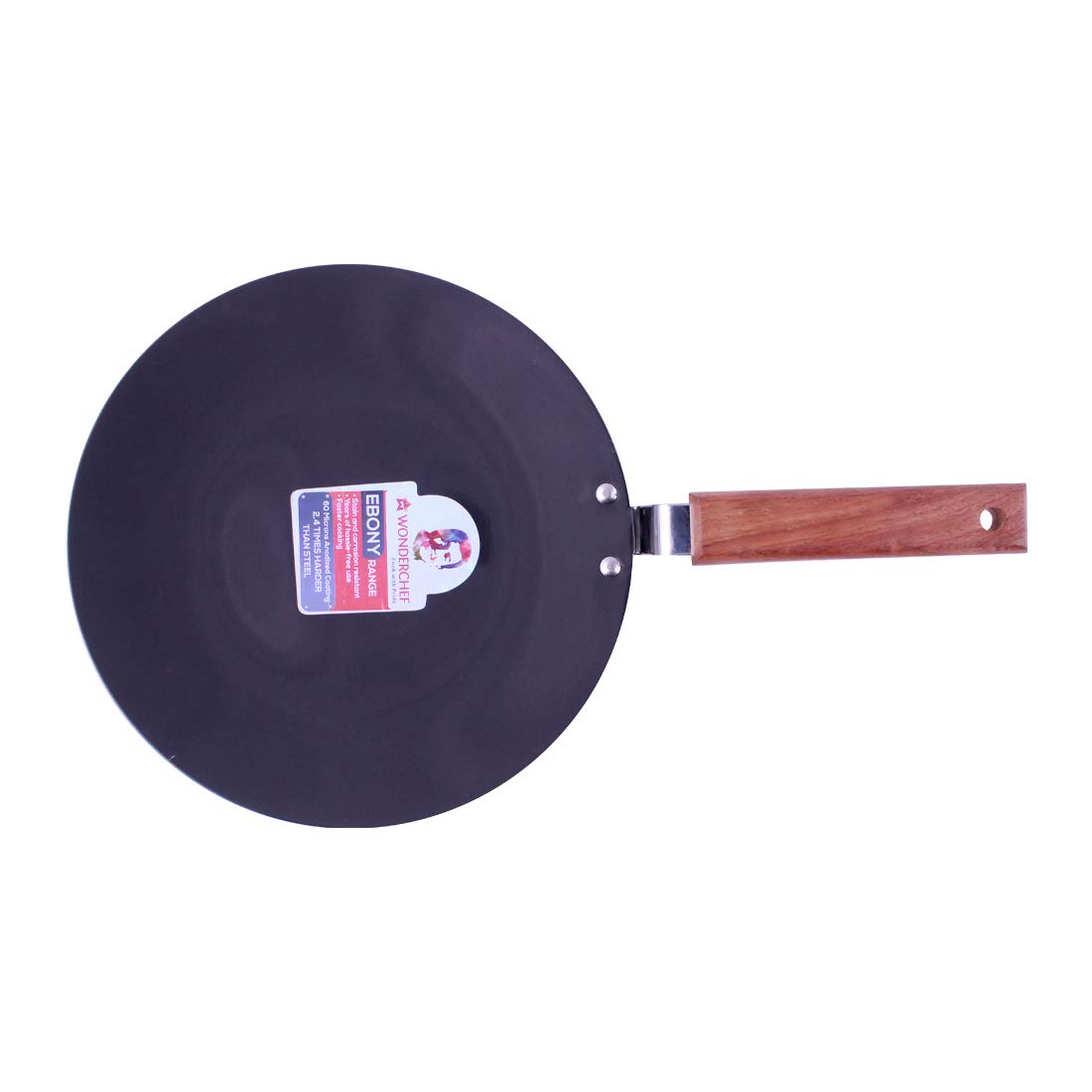 Wonderchef Hard Anodized Pure Grade Aluminum Pfoa-Free Indian Cooking Roti Naan Paratha Tawa; 25 Cm Pan, Black