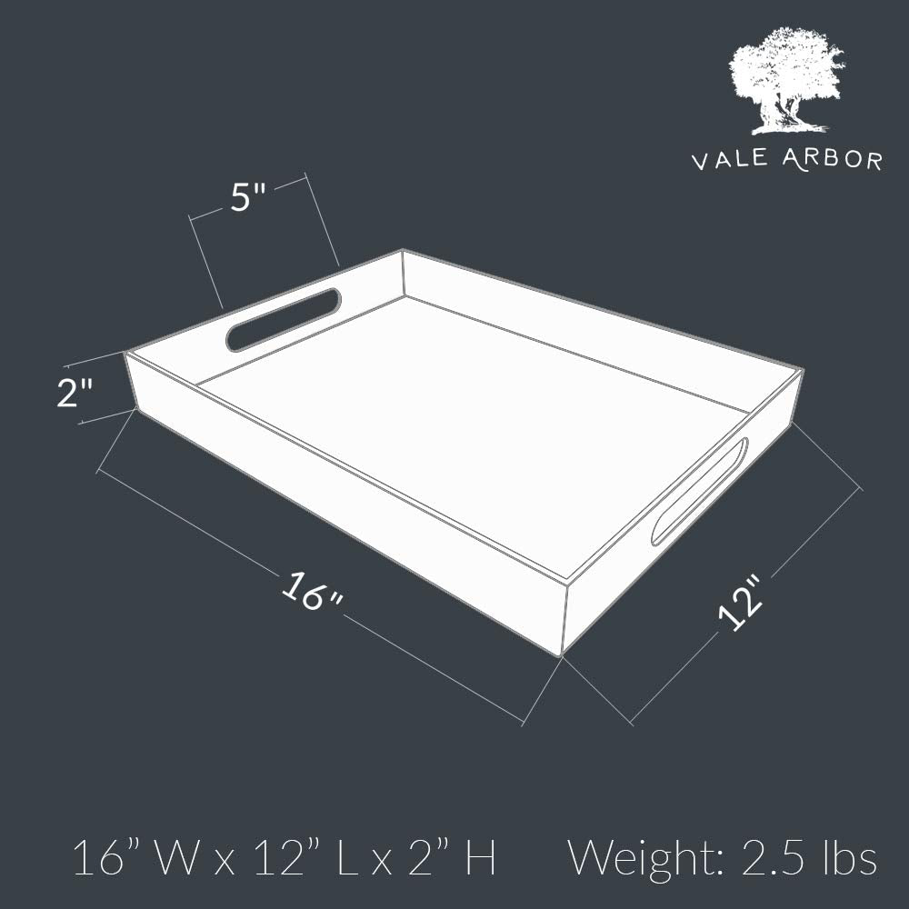 Vale Arbor White Acrylic Serving Tray For Vanity, Bathroom, Outdoor, Food And D  Cor With Handles (Rectangle, Small)