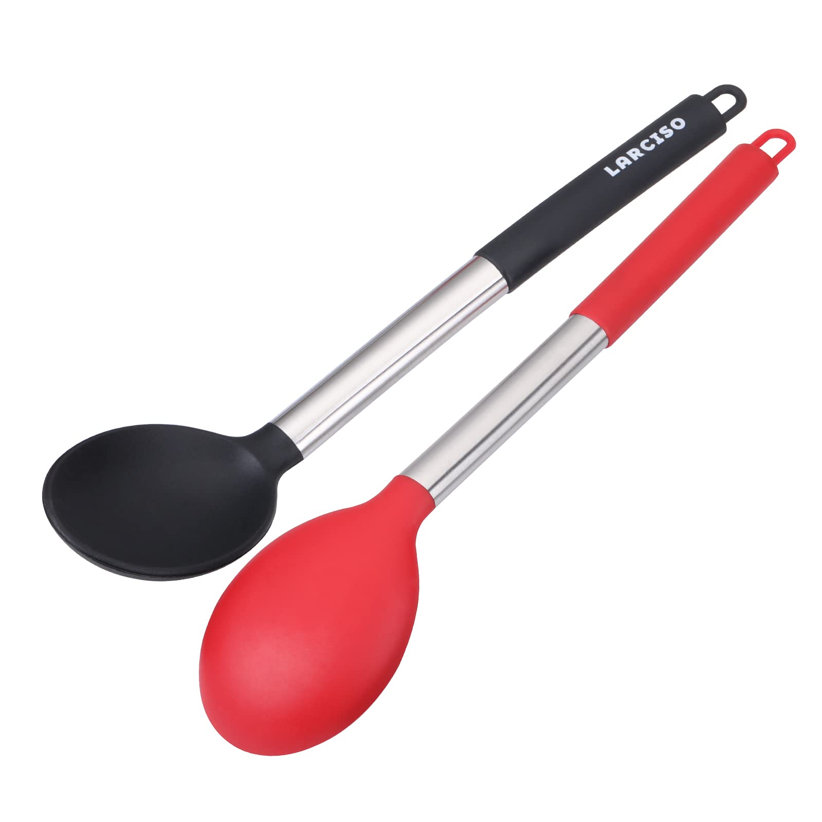 Larciso 4 Pieces Large Silicone Spoons, Food Grade Silicone Cooking Spoon, Non-Stick Serving Spoon, 13'' Kitchen Utensils For Mi
