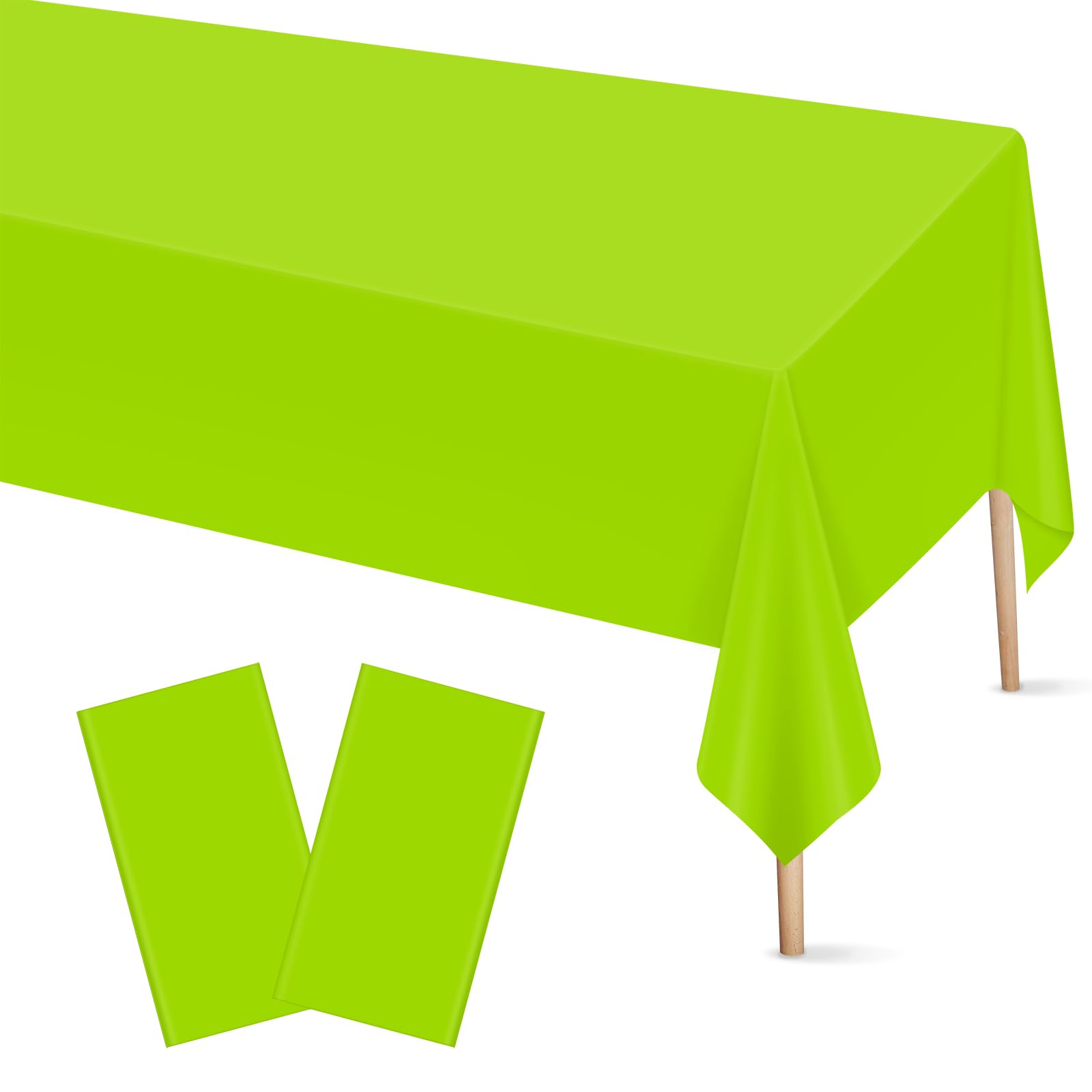Mulbozy 2 Pcs Lime Green Plastic Tablecloth for Rectangle Table, 54    108 inches Disposable Lime Green Party Table Covers for B
