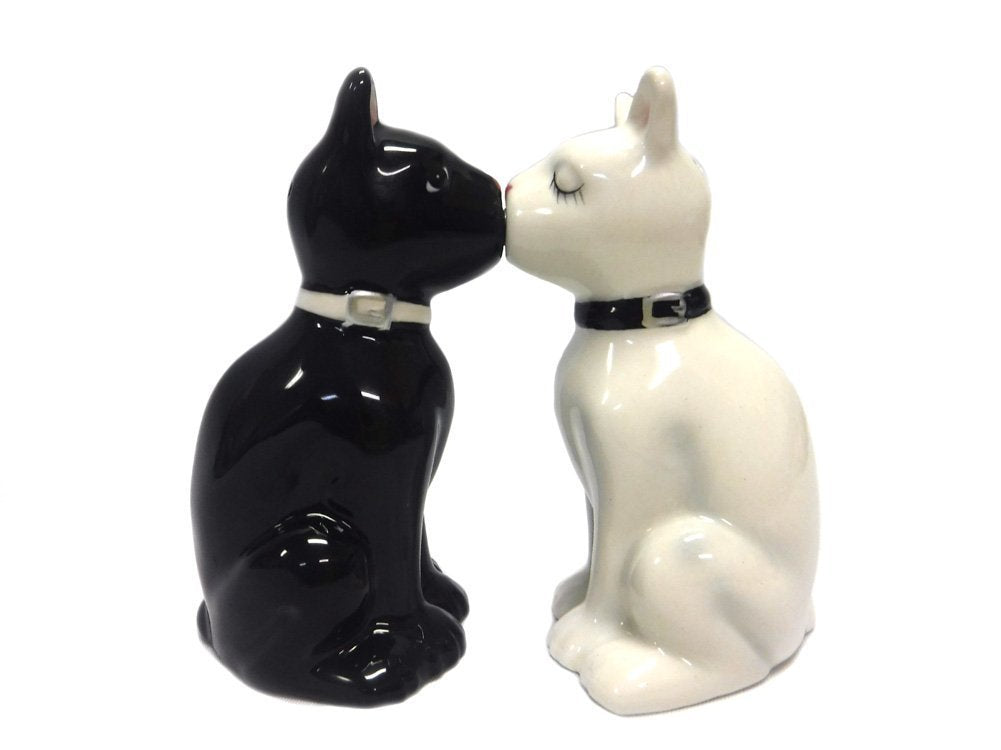 Feline Spicey Black & White Cats Salt & Pepper Shaker Set S/P By Pacific Trading