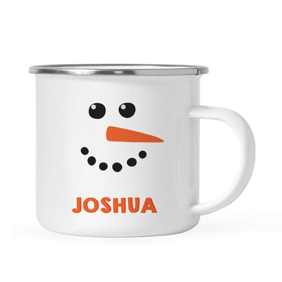Andaz Press Personalized Kids 11Oz. Christmas Hot Chocolate Stainless Steel Campfire Coffee Mug Gift, Snowman With Carrot Nose,