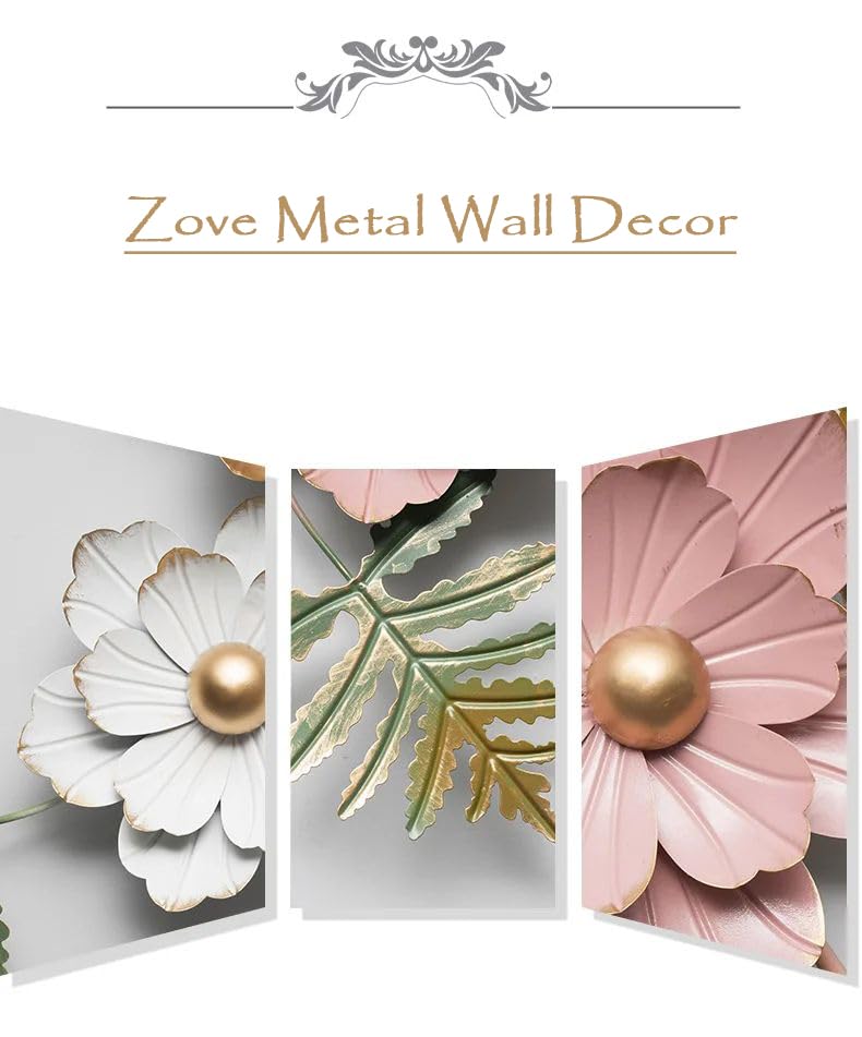 Zove Floral Metal Iron Wall Art (Multicolour, 43 X25 Inch)
