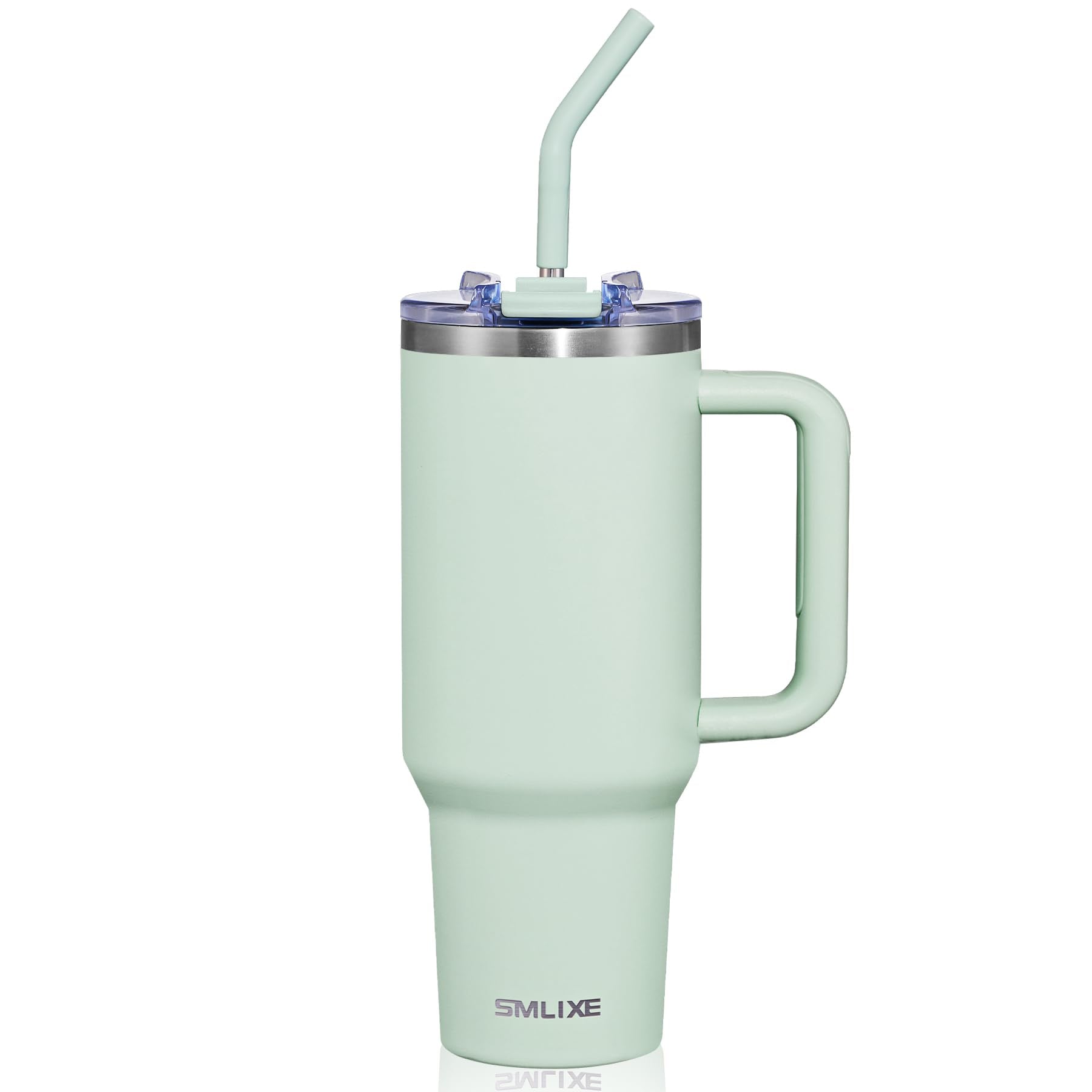 Smlixe 40 Oz Tumbler With Handle And Straw Lid,Insulated Reusable Stainless Steel Water Bottle Travel Mugcupholder Friendly Doub