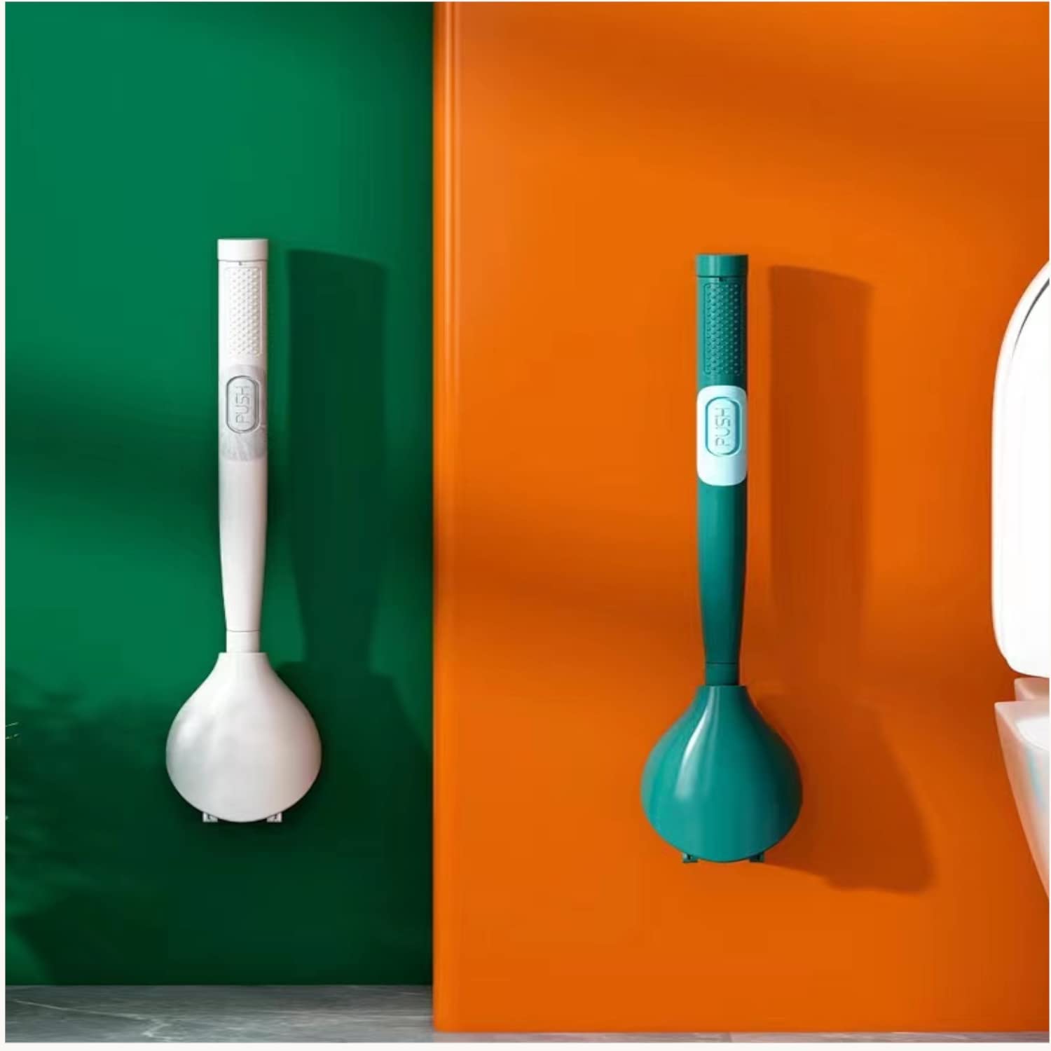 Gvnd Refill Toilet Brush, Flexible Silicone Toilet Brush And Holder, Wall Mounted Toilet Brush Holder, Toilet Bowl Brush For Bat
