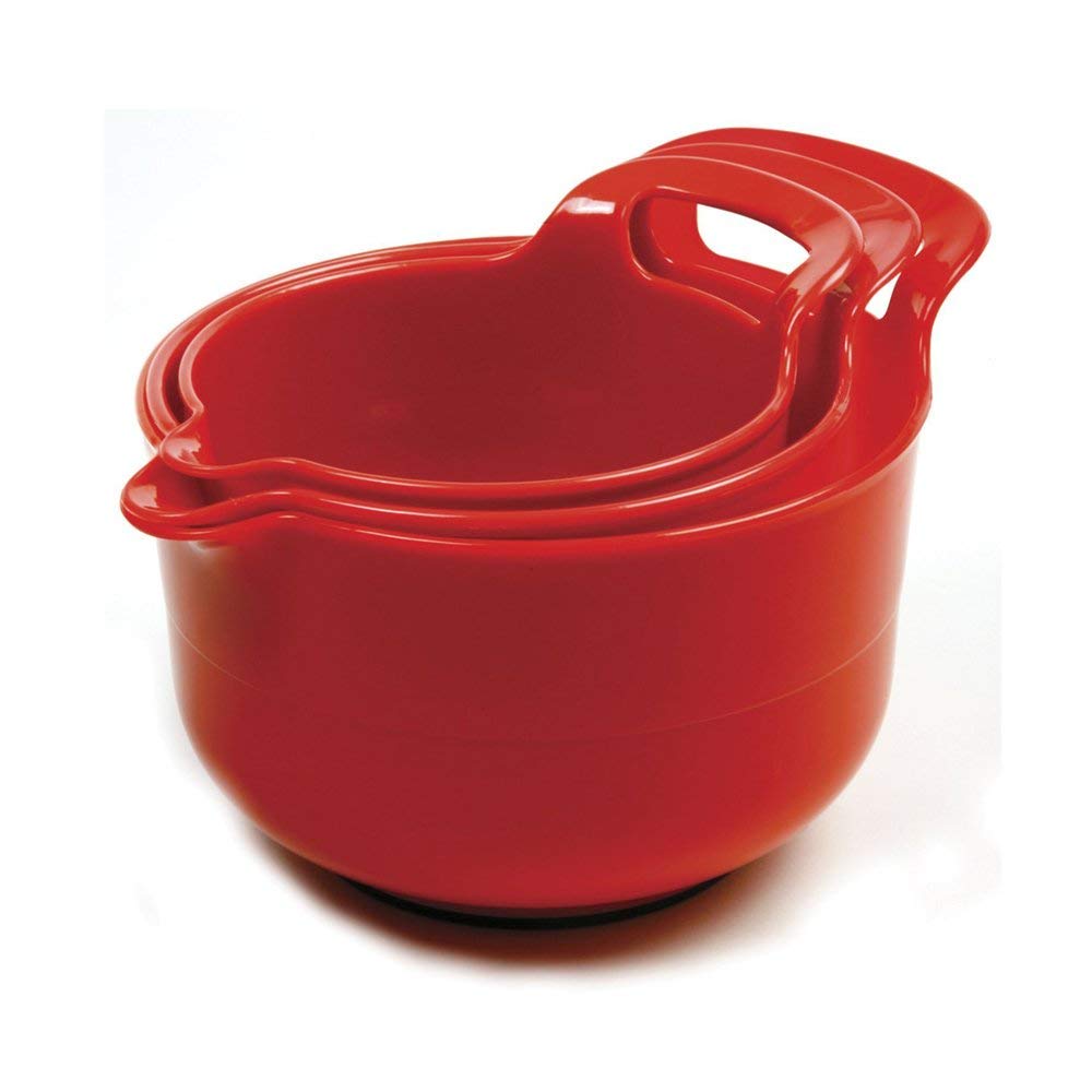 Norpro 1020 , Red, Mixing Bowls, Set Of 3, 4.5'' X 8.75'' X 6.75'' / 11.5Cm X 22Cm X 17Cm