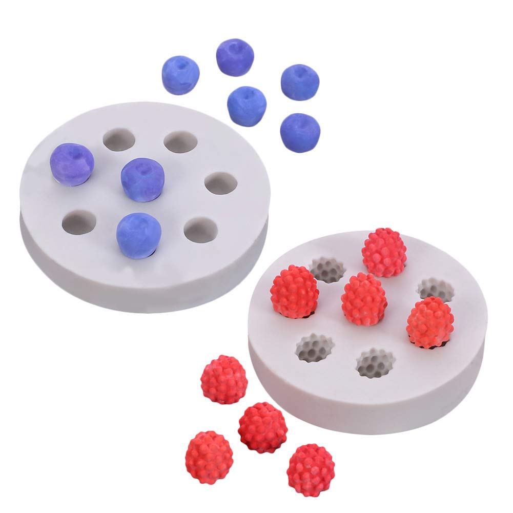 Moldfun 2Pcs Blueberry Raspberry Silicone Fondant Mold Mulberry Mold For Chocolate Candy Cupcake Cake Decoration Handmade Diy Re