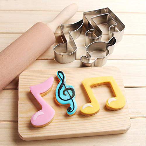 Wotoy Guitar, Piano,Musical Notes Sign Music Theme Biscuit Cookie Cutter 5 Piece Set - Stainless Steel