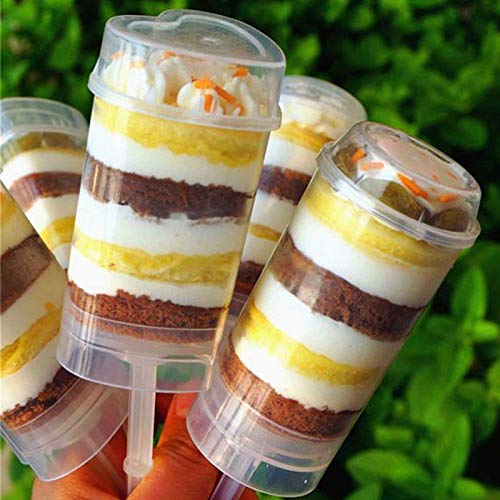 Pizety Pack Of 100 Martellato Push Pop Containers, Push Up Pops Heart Martellato Cake Push Pops Containers With Lid, Plastic Pus