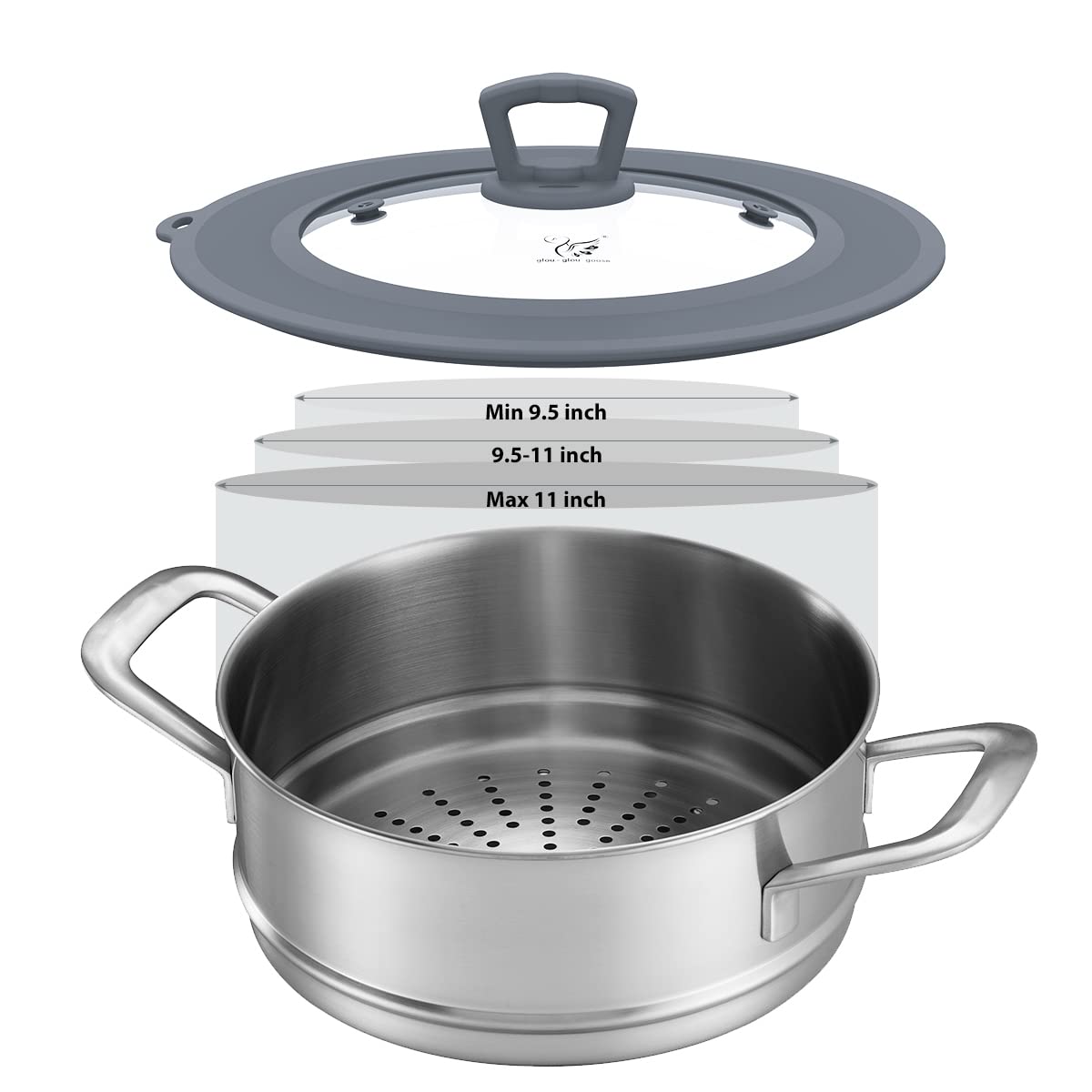 Set Of 2 Vented Tempered Glass Universal Lid For Pot Pan Skillet With Heat Resistant Silicone Microwave Splatter Cover Microwave