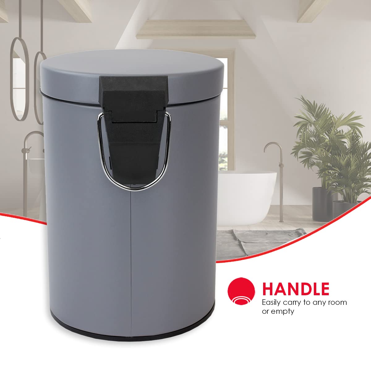 Home Basics Paris Collection Bathroom Accessories, Office, Bedroom, Decorative Waste Basket With Stylish Accent Decor To Complem