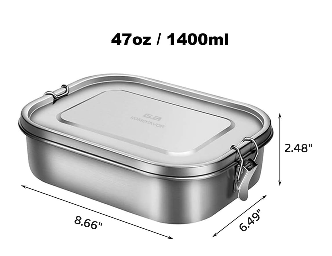 G.a HOMEFAVOR Leak Proof Stainless Steel Bento Box  Metal Lunch Container with 3-Compartment  1200ML  Perfect for Snacks and Salad  Dishwasher Safe