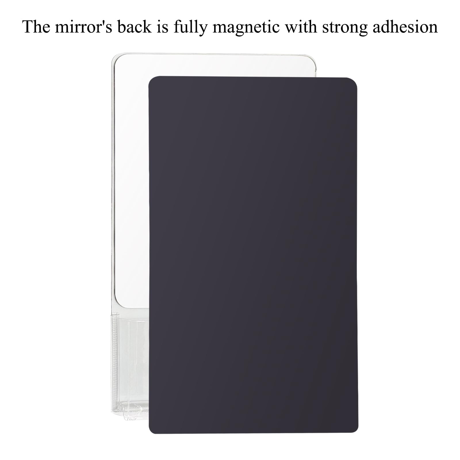 Neehows Magnetic Locker Mirror With Fully Magnetic Back, 9.45 X 5.51 Small Real Glass Super Clear Reflection Mirror With Storage
