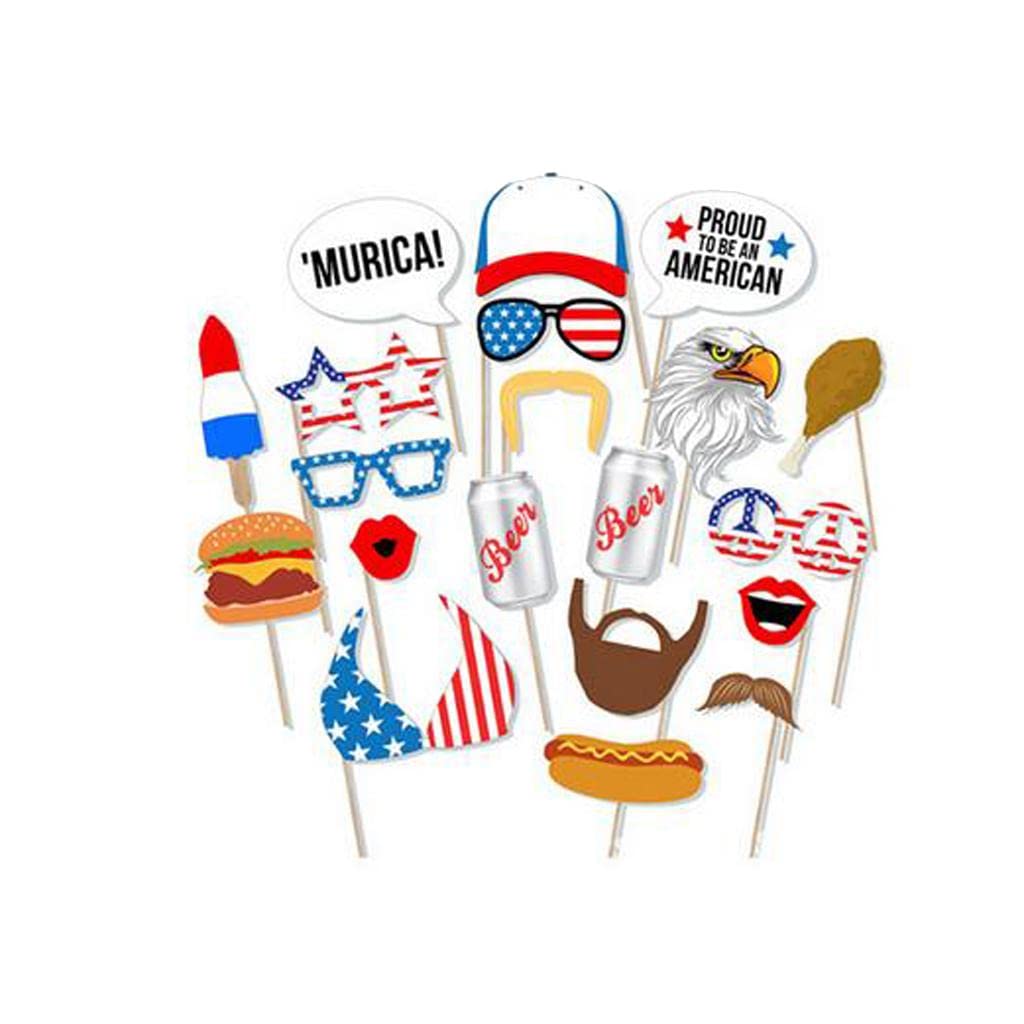 MYADDICTION 20 Pieces Funny USA Independent Day Photo Booth Prop July 4th Party Decor