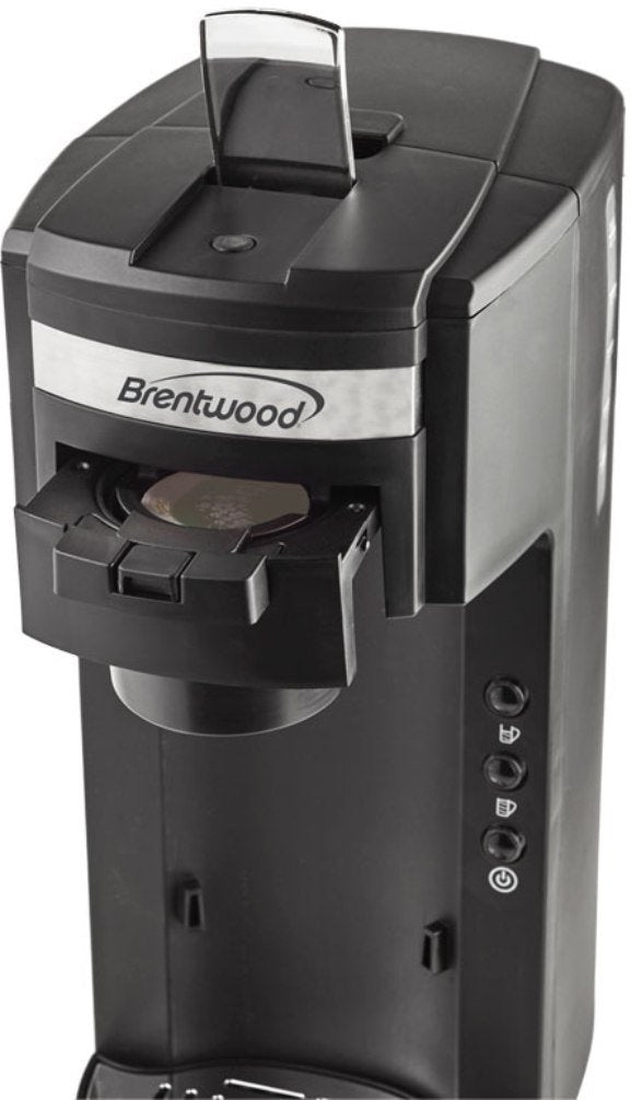 Brentwood Coffee Maker With Travel Mug, K-Cup Single Serve, Black