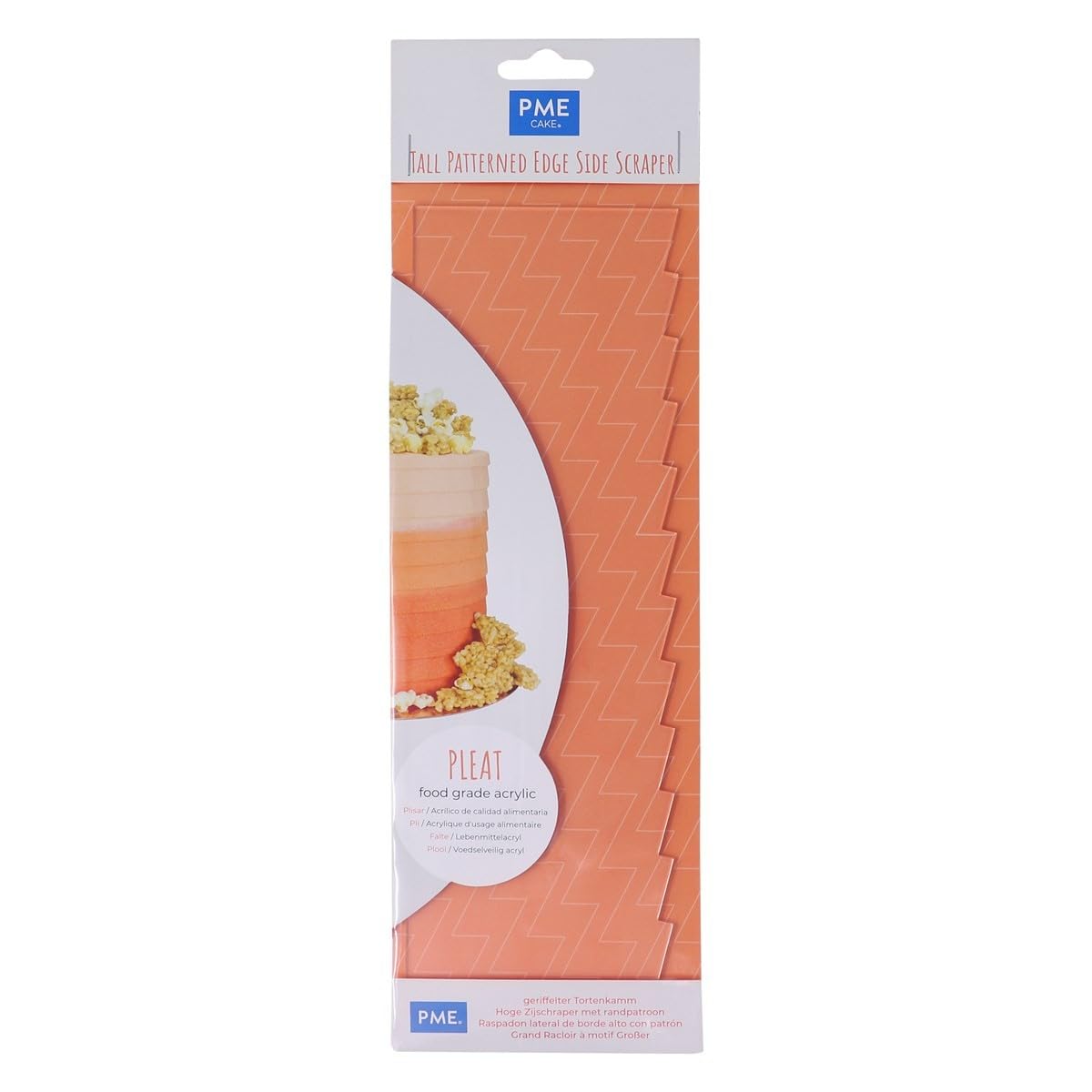Pme Pleat Patterned Side Scraper For Cake Decorating-10 Inches, Acrylic,