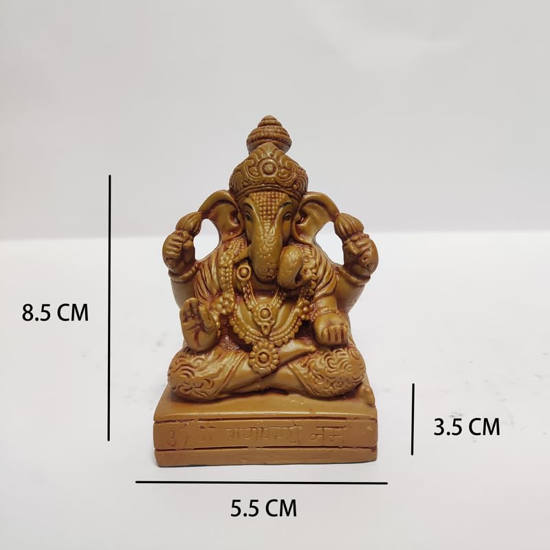 Pratima Wooden Finish Dagduseth Polyresin Ganesh Idol|Vinayaka Statue|Ganpati Murti|Ganesha Idol For Home Decor|Ganesh Idol For