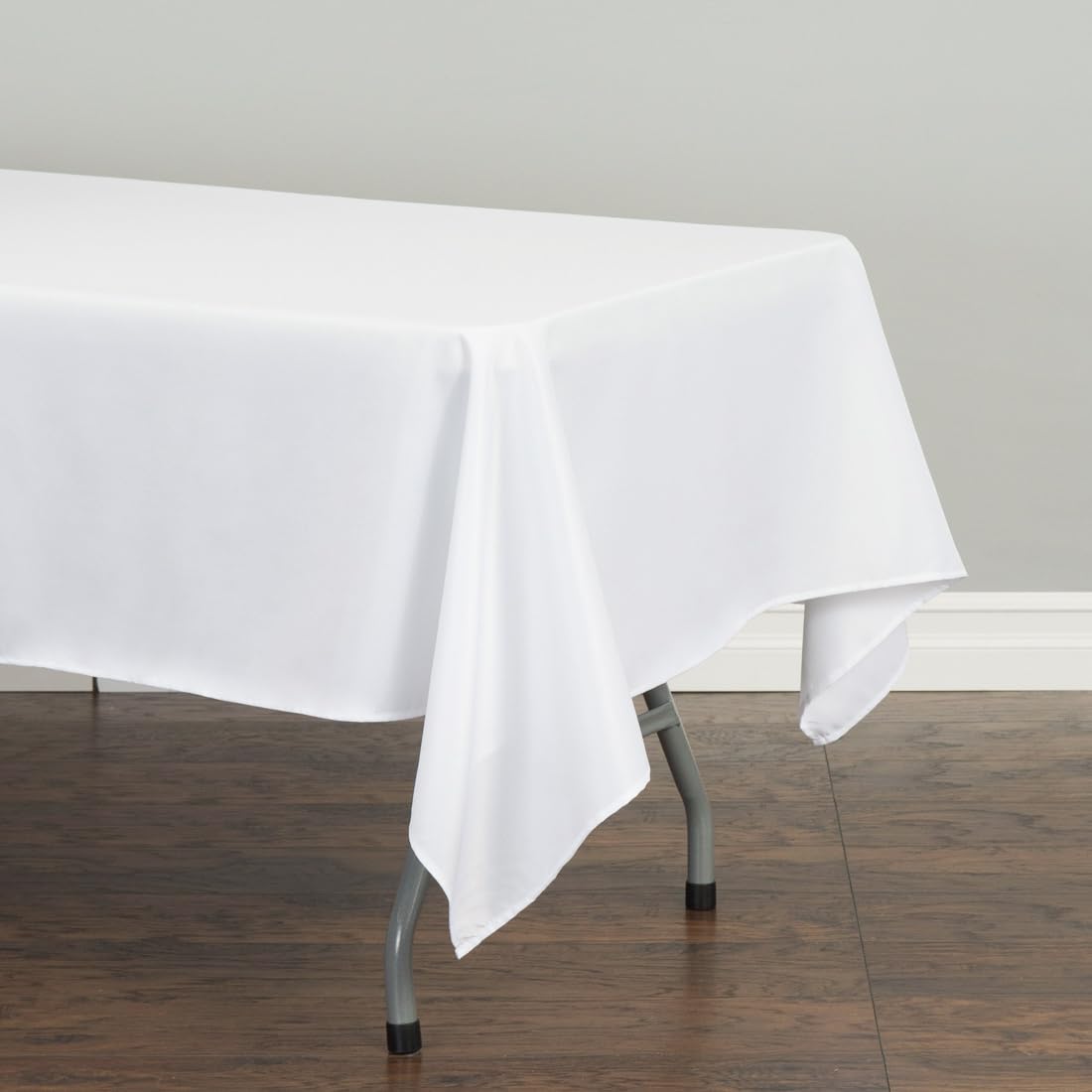 Ltc Linens 5 Pack White Rectangular Tablecloths 60 X 102 Inch For 6 Feet Rectangle Banquet Tables With Half-Drop - Stain And Wri