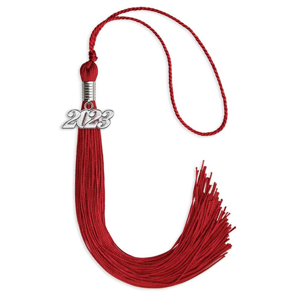 Endea Graduation Single Color Tassel with Silver Date Drop (Red, 2023)