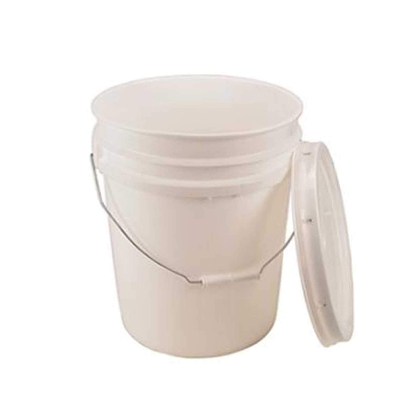 Living Whole Foods 5 Gallon White Bucket & Lid - Set Of 1 - Durable 90 Mil All Purpose Pail - Food Grade - Plastic Container