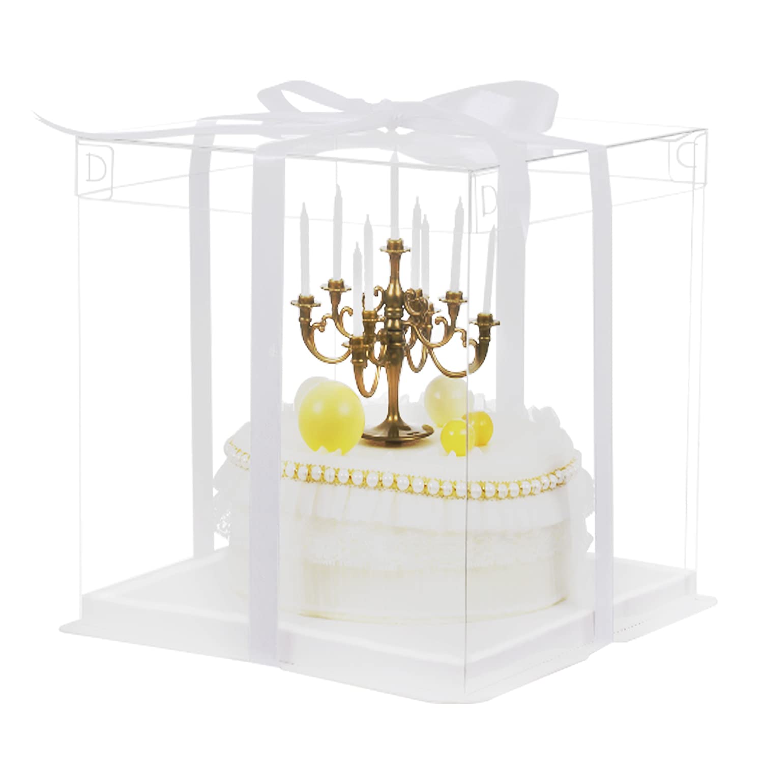 Xininsun 6Pcs Clear Cake Boxes With Ribbon, 6Inch Cake Boxes For Christmas Bakery Treat,Holiday Pastries,Gift Giving-White