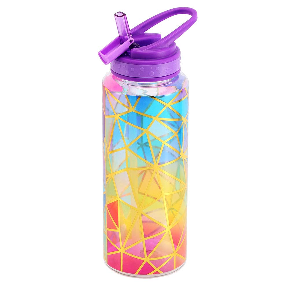 Home Tune Cute Water Bottle With Straw, Bpa Free Tritan &Leak Proof & Carry Handle & Pretty Design, 32Oz/950Ml (Colorful)