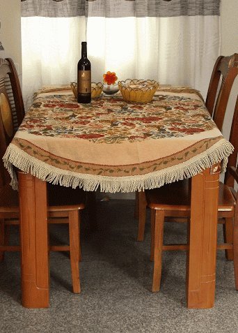 Tache 35 Inch Round Floral Country Rustic Morning Meadow Woven Tapestry Tablecloths - 3098