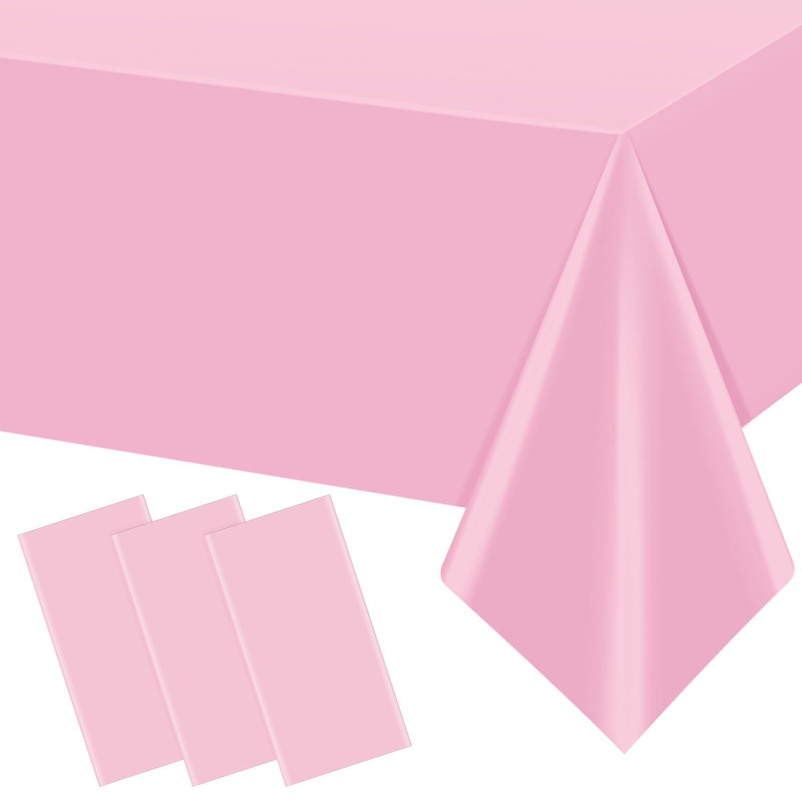 YIDAKO 6Pcs Light Pink Tablecloth,Disposable Plastic Tablecloths,Waterproof Pink Rectangle Table Cover for Graduation Birthdays 